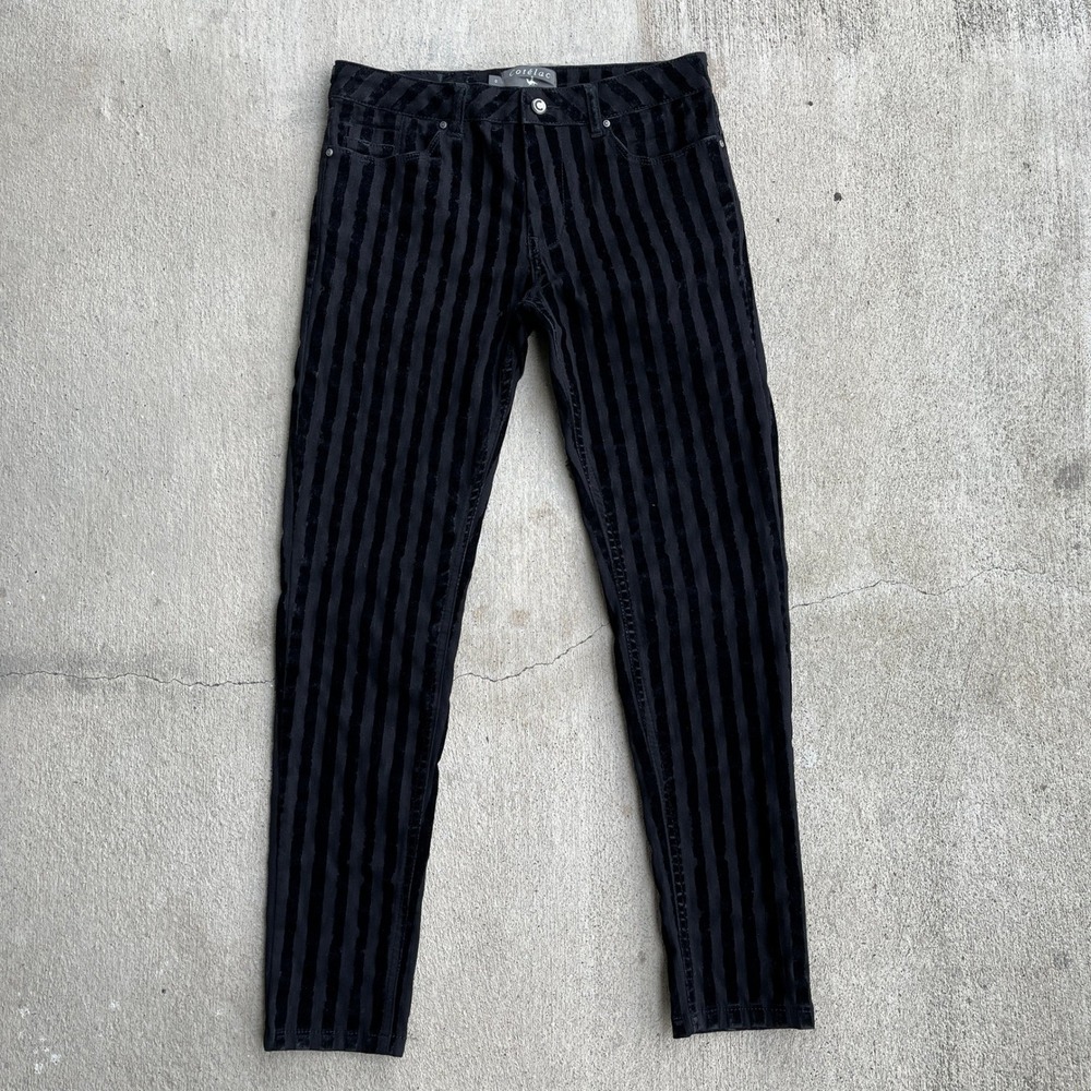 Cotelac Black Velvet‎ Pinstriped Skinny Jean Size 0 Womens Pants